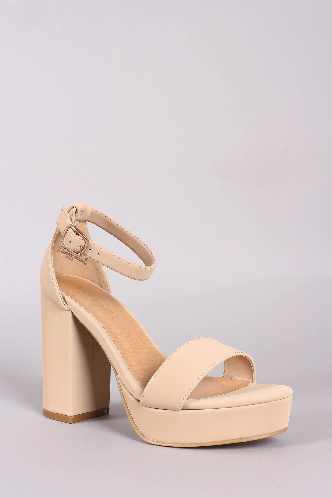 Bamboo Nubuck Ankle Strap Chunky Platform Heels