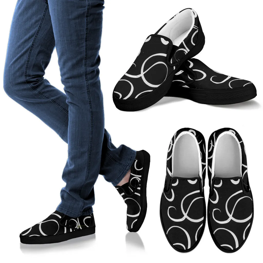 B&W Squiggles Slip On Sneakers