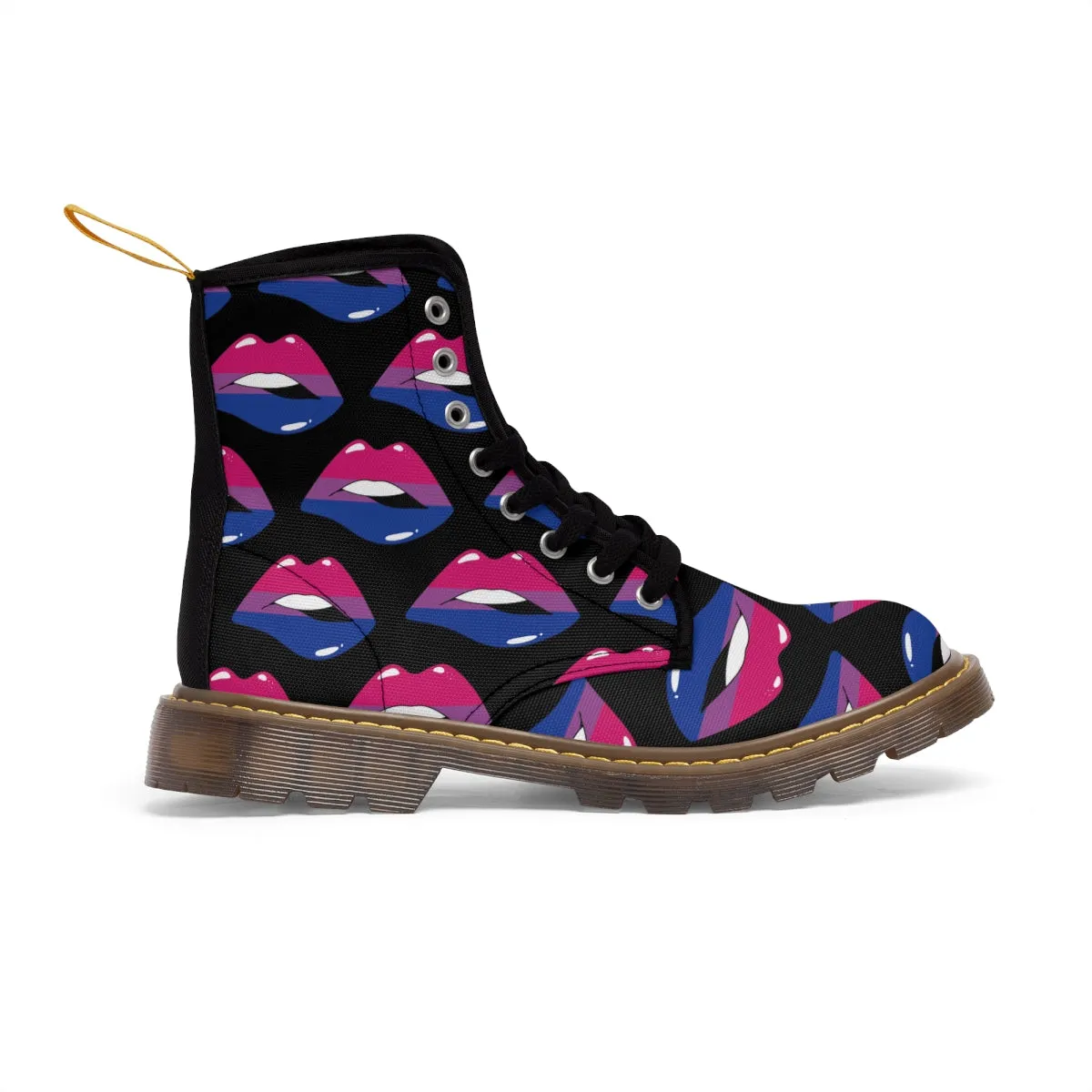 Bisexual Flag Kisses LGBTQ Black Canvas Boots Unisex Size