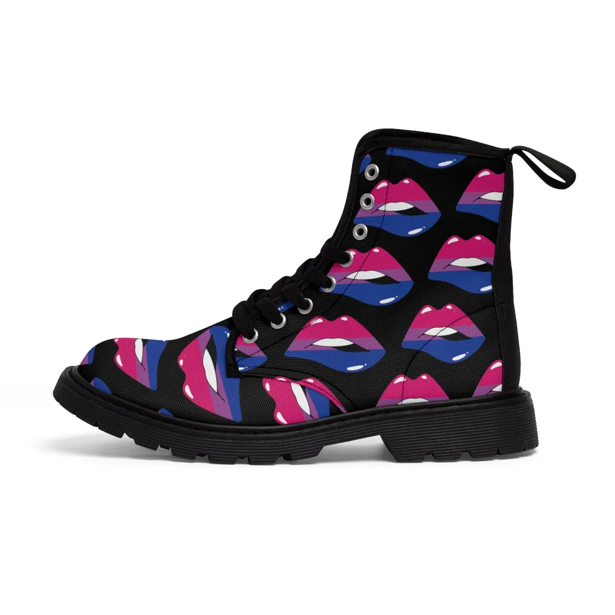 Bisexual Flag Kisses LGBTQ Black Canvas Boots Unisex Size