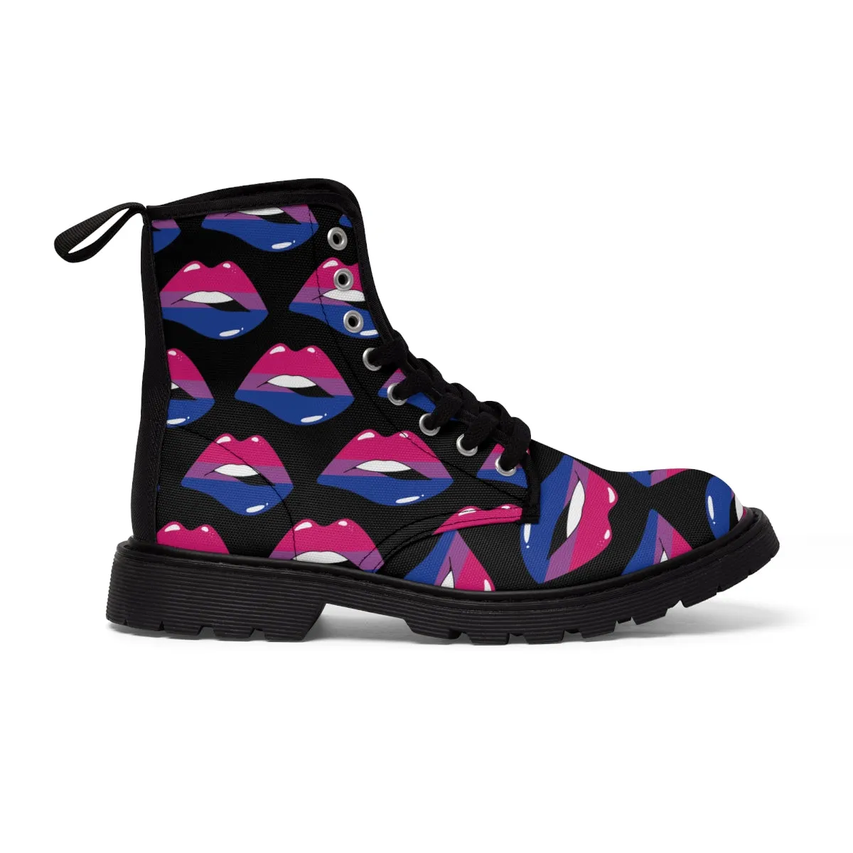 Bisexual Flag Kisses LGBTQ Black Canvas Boots Unisex Size