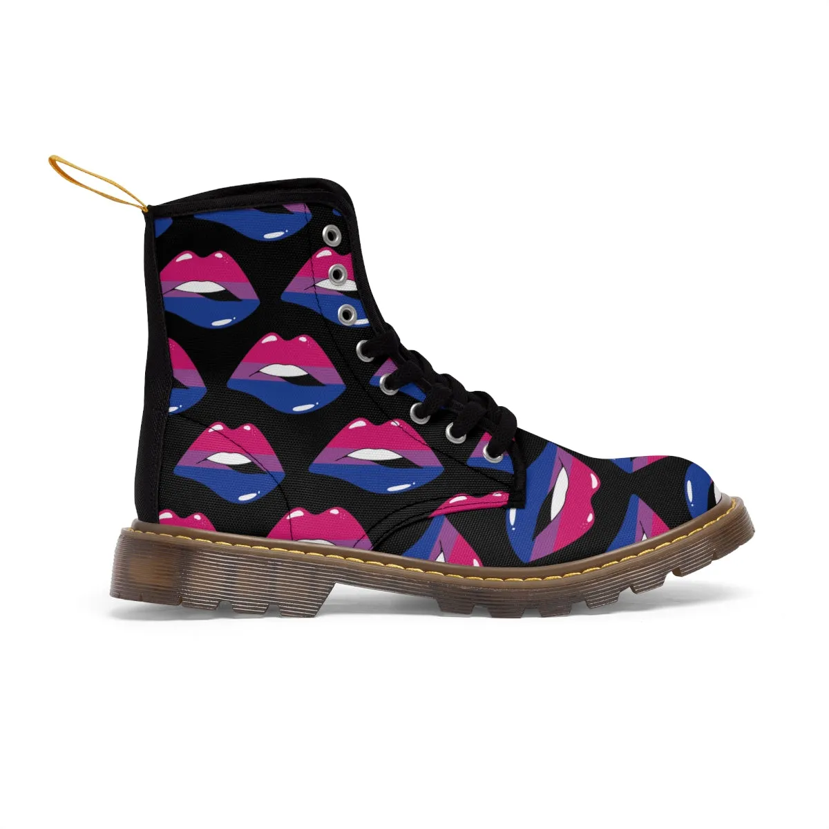 Bisexual Flag Kisses LGBTQ Black Canvas Boots Unisex Size