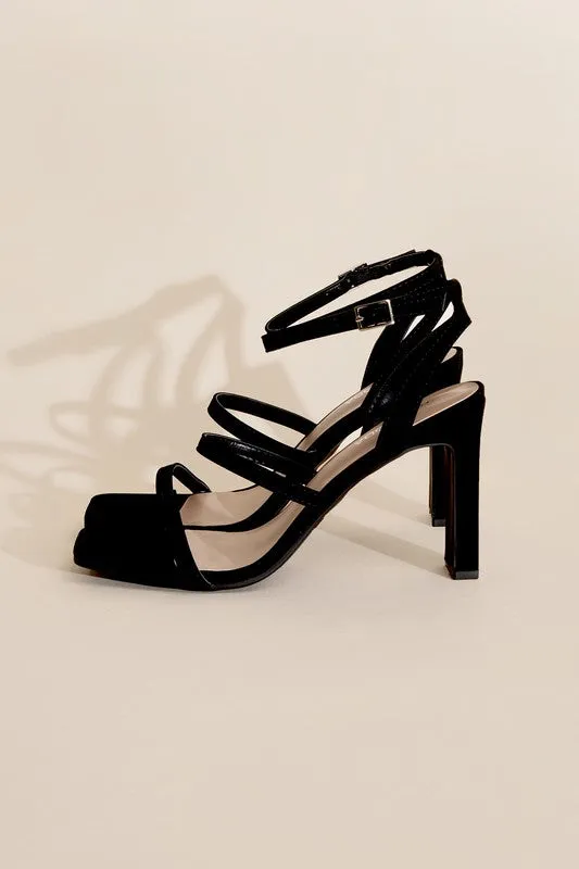 Black Silhouette Ankle Strap Heels