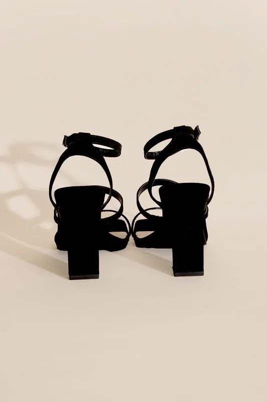 Black Silhouette Ankle Strap Heels