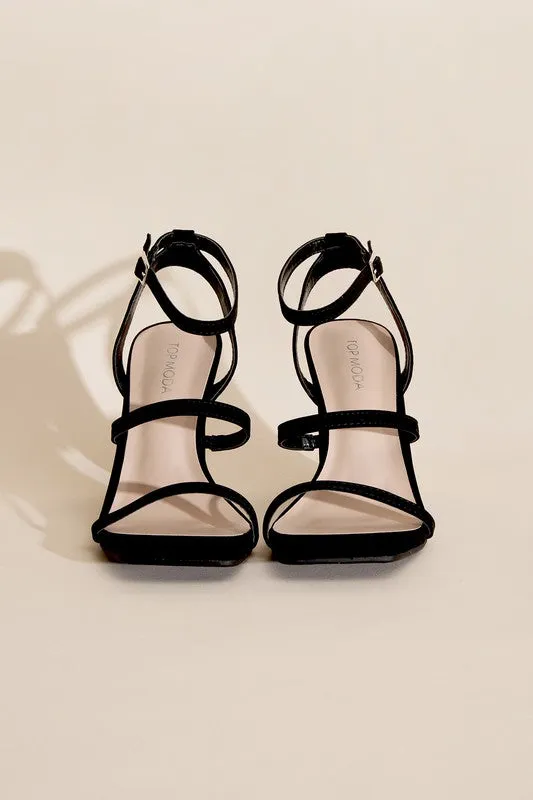 Black Silhouette Ankle Strap Heels