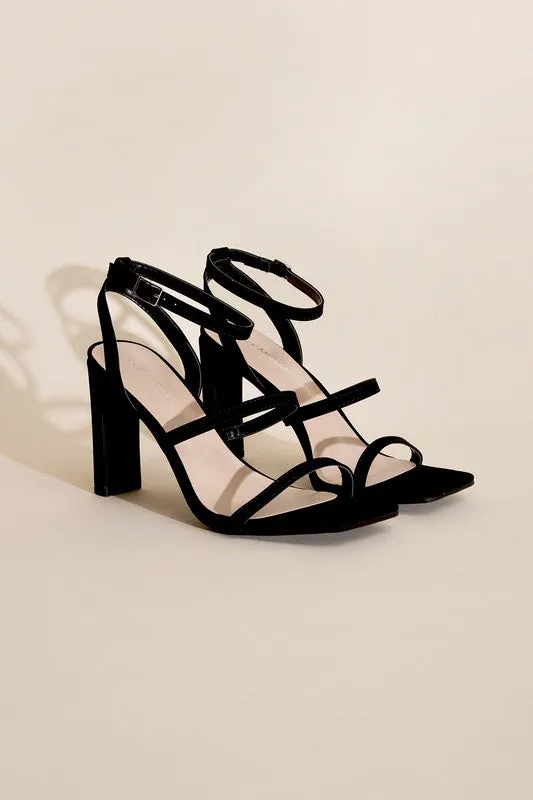 Black Silhouette Ankle Strap Heels