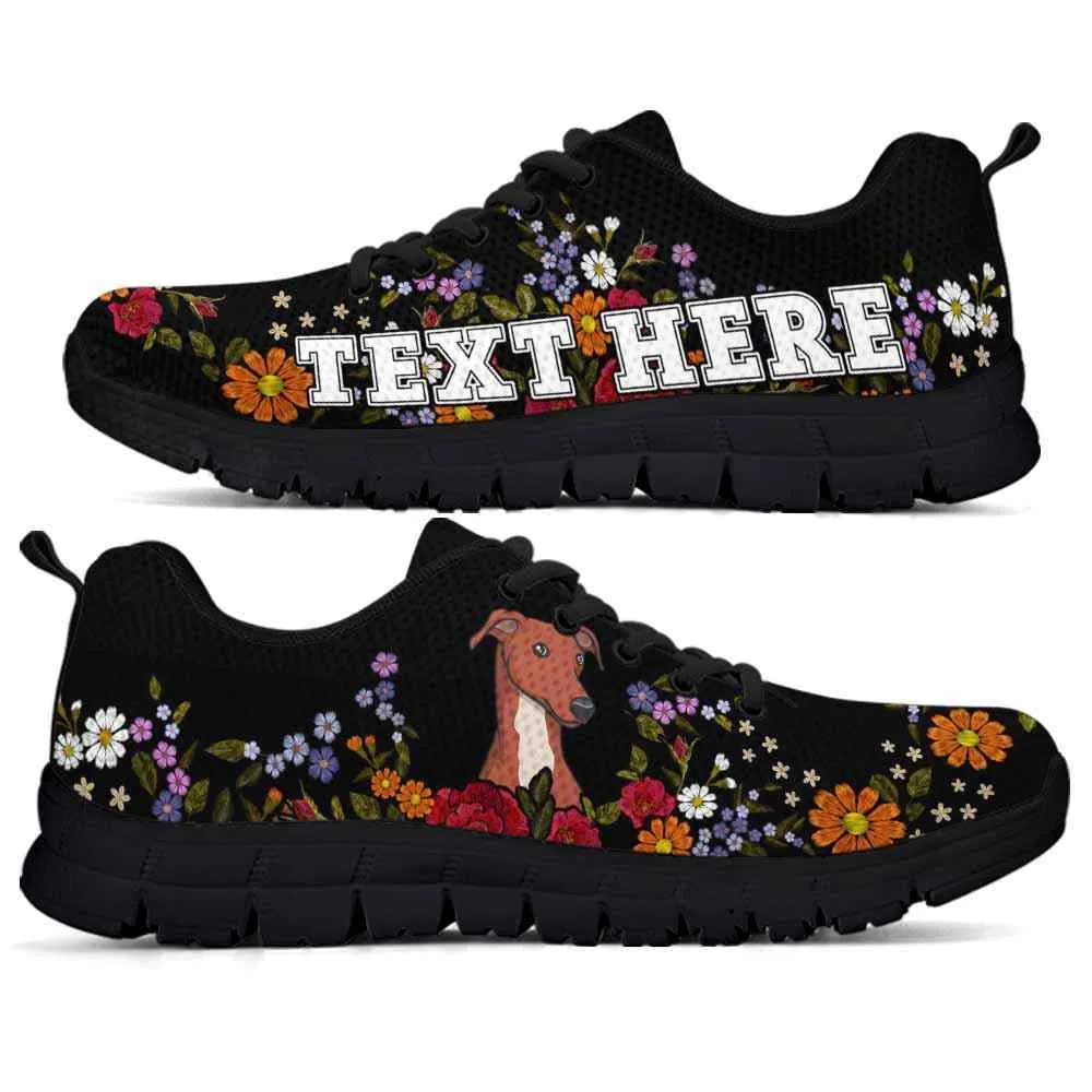 Custom Name Greyhound Sneaker, Greyhound Colorful Flower Floral Dog Lovers Sneakers Gym Running Shoes, Best Running Shoes