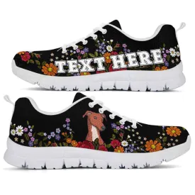 Custom Name Greyhound Sneaker, Greyhound Colorful Flower Floral Dog Lovers Sneakers Gym Running Shoes, Best Running Shoes