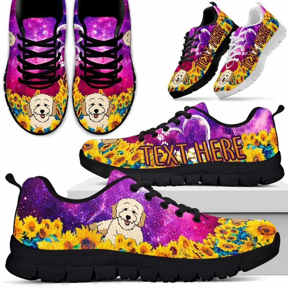 Custom Name Poodle Sneaker, Poodle Sunflower Galaxy Sneakers Running Shoes, Best Running Shoes