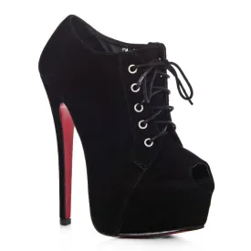 Darlene Peep Toe Concealed Platform Lace Up High Heel Ankle Shoe Boot