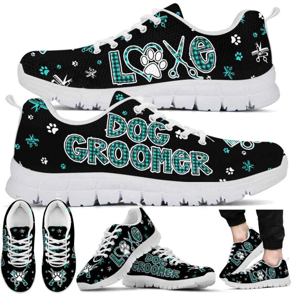 Dog Groomer Sneaker, Dog Groomer Love Teal Pattern Sneakers Shoes, Best Running Shoes, Unique Gifts For Dog Lovers