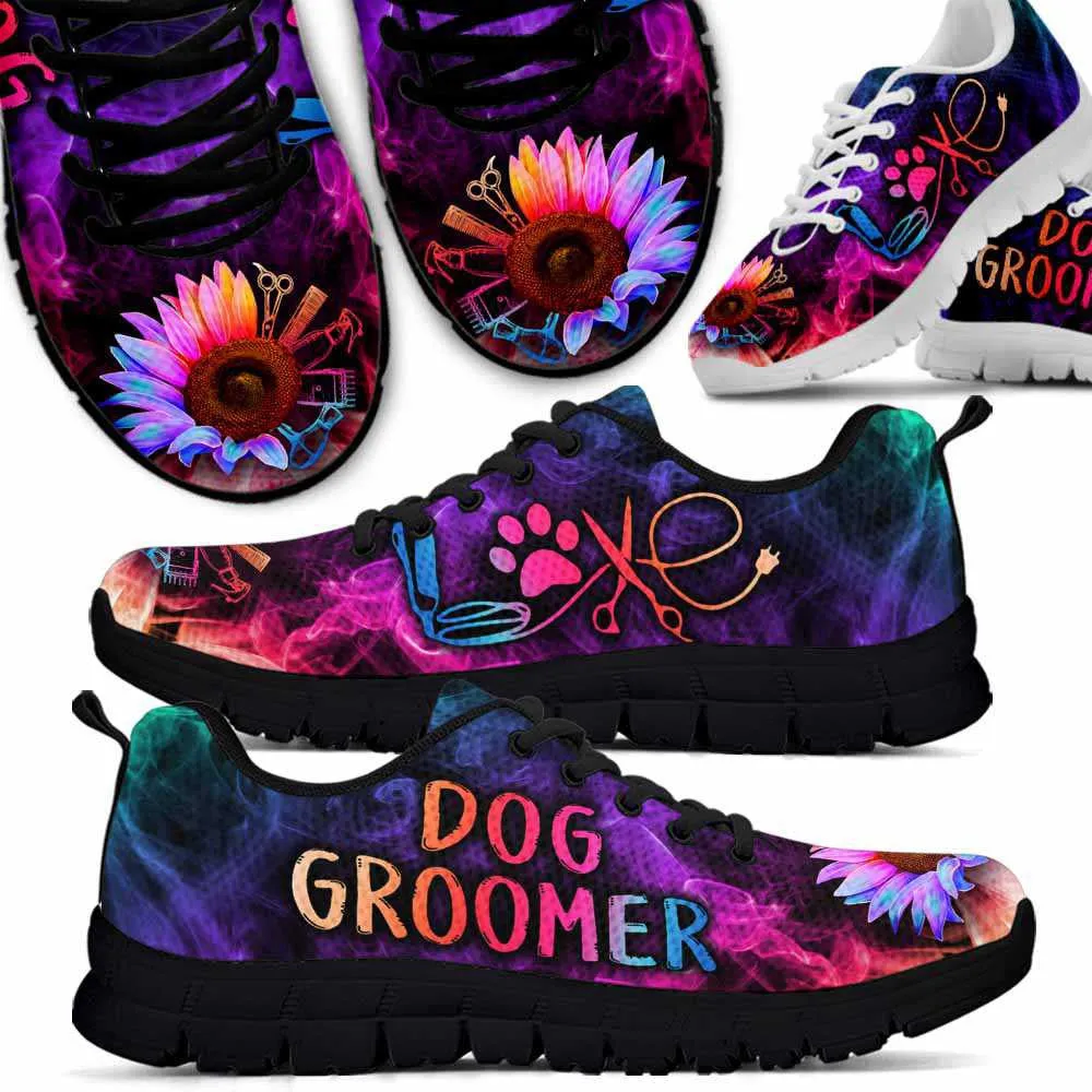 Dog Groomer Sneaker, Sunflower Love Colorful Smoke Dog Groomer Sneakers Shoes, Best Running Shoes, Unique Gifts For Dog Lovers