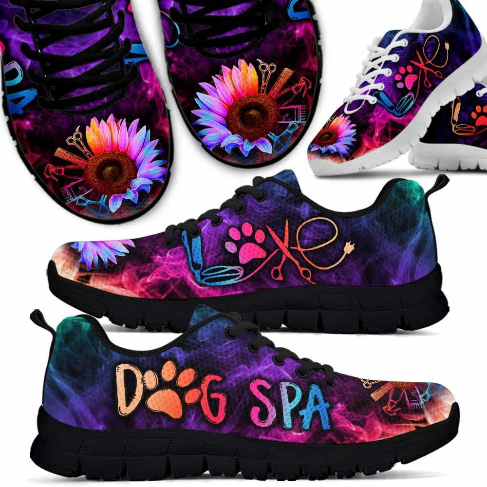 Dog Spa Rainbow Sunflower Smoke Sneakers Shoes, Dog Print Shoes, Best Running Shoes, Unique Gifts For Dog Lovers