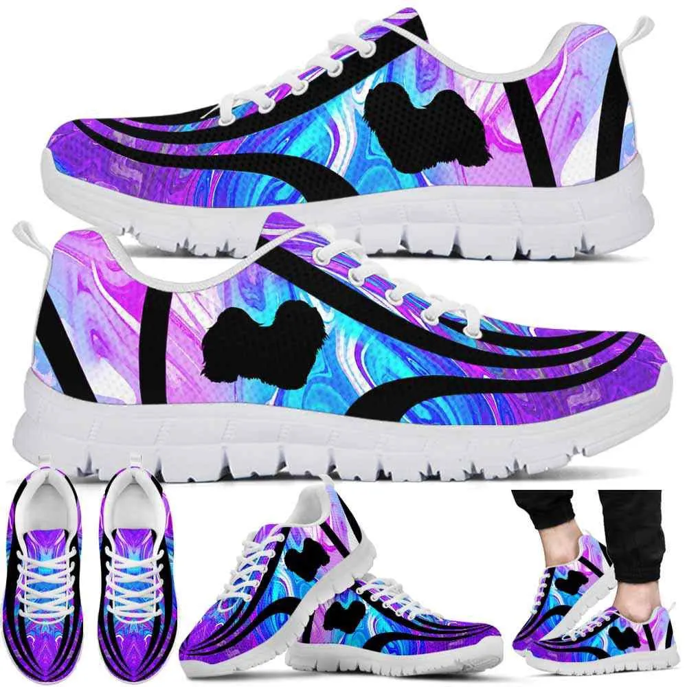 Havanese Sneaker, Havanese Dog Lovers Blue Purple Wave Sneakers Gym Running Shoes Gift Women Men, Havanese Shoes