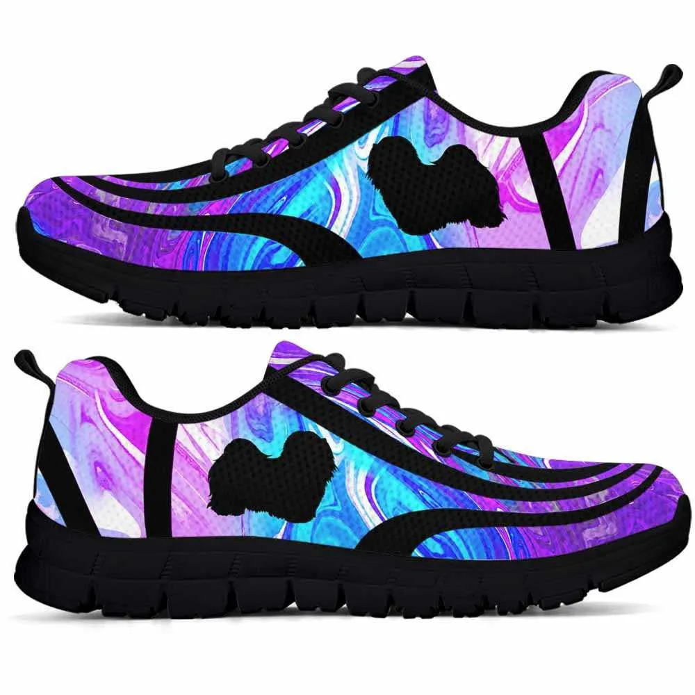 Havanese Sneaker, Havanese Dog Lovers Blue Purple Wave Sneakers Gym Running Shoes Gift Women Men, Havanese Shoes