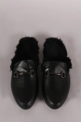 Leather Fur Lined Slip On Loafer