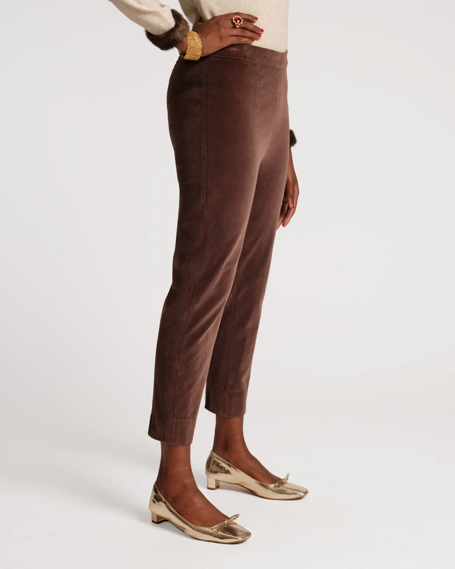 Lucy Pant Stretch Velvet Chocolate