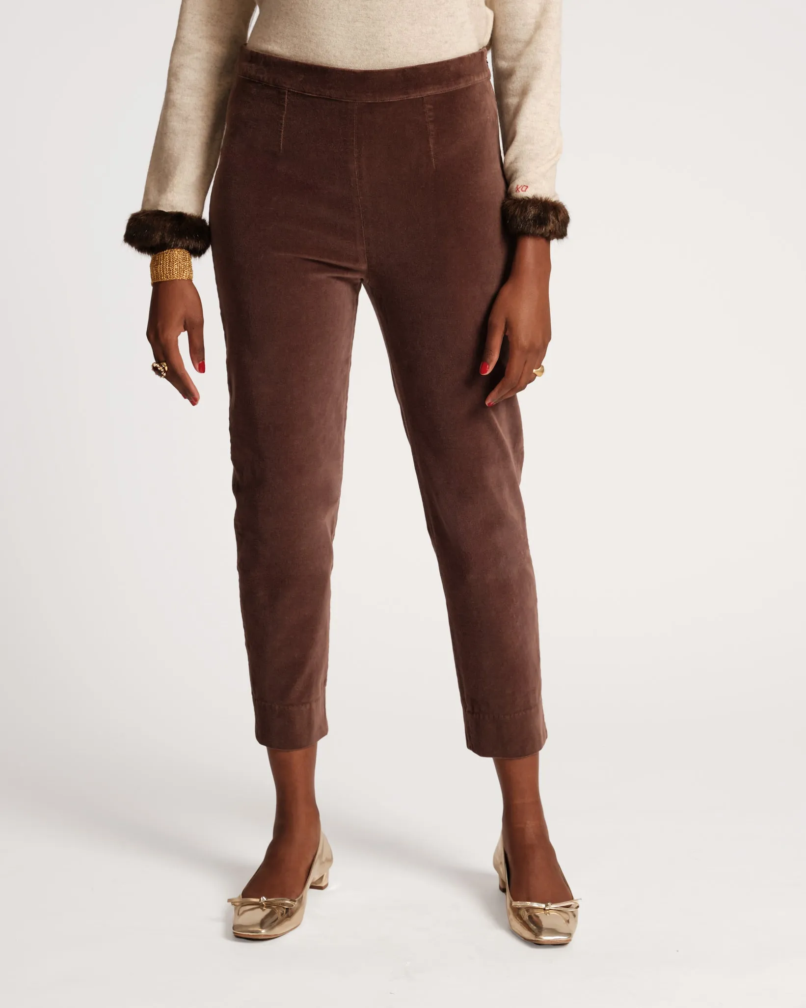 Lucy Pant Stretch Velvet Chocolate