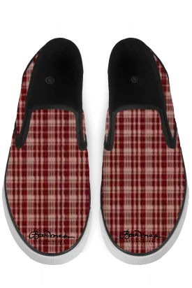 Maroon Black Slip On Sneakers