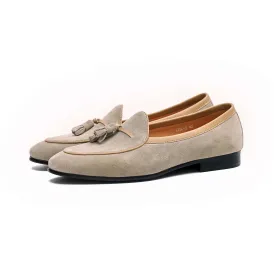 Men's Suede Tassel Loafers Khaki