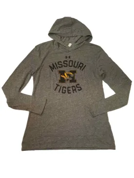 Missouri Tigers Under Armour Gray Ultra Soft Long Sleeve Hooded T-Shirt (M)