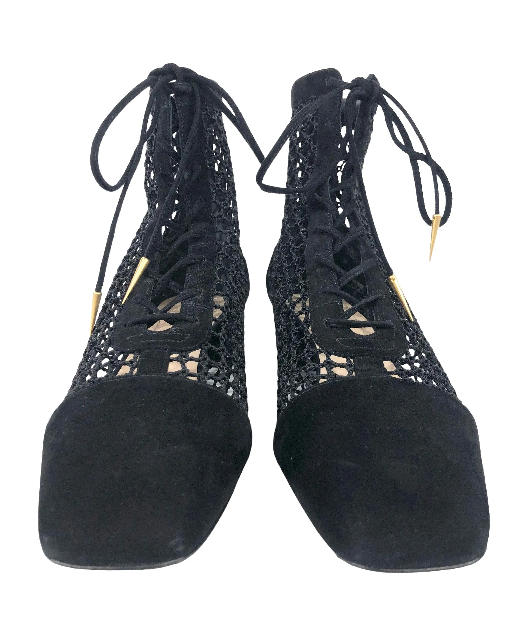 Naughtily-d Fishnet and Suede Ankle Boot | Size US 9 - IT 39.5