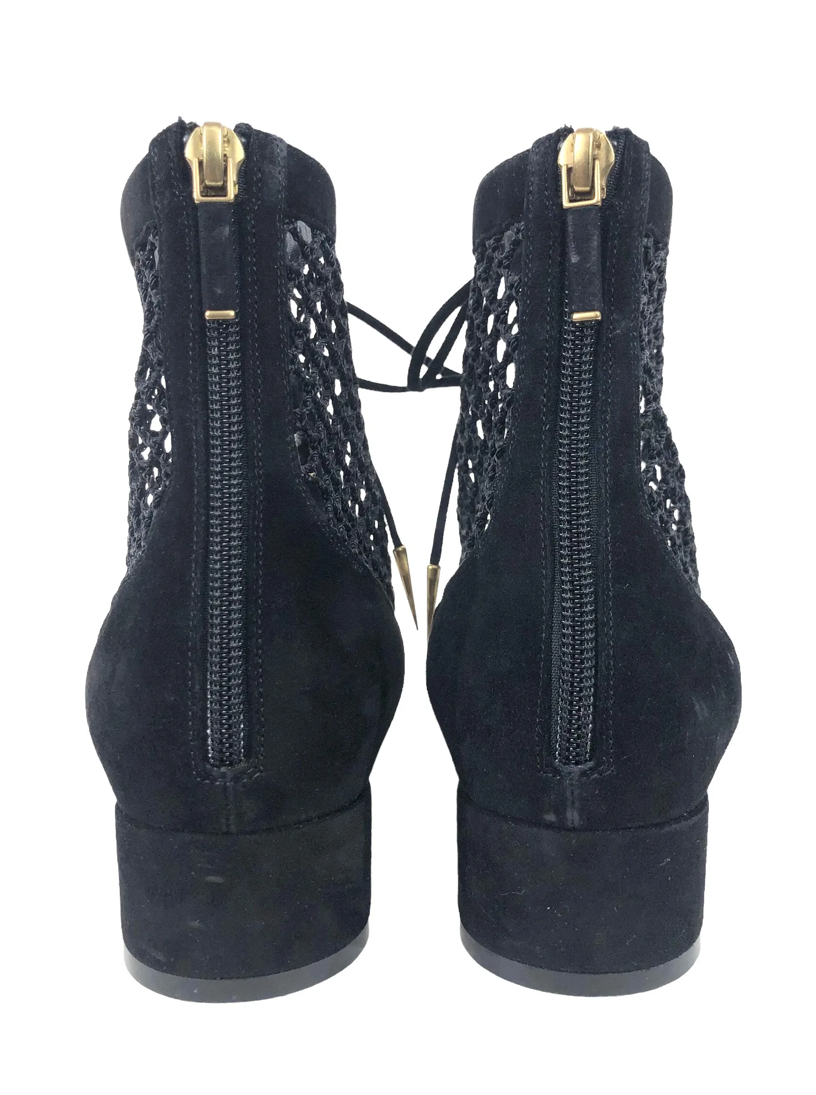 Naughtily-d Fishnet and Suede Ankle Boot | Size US 9 - IT 39.5