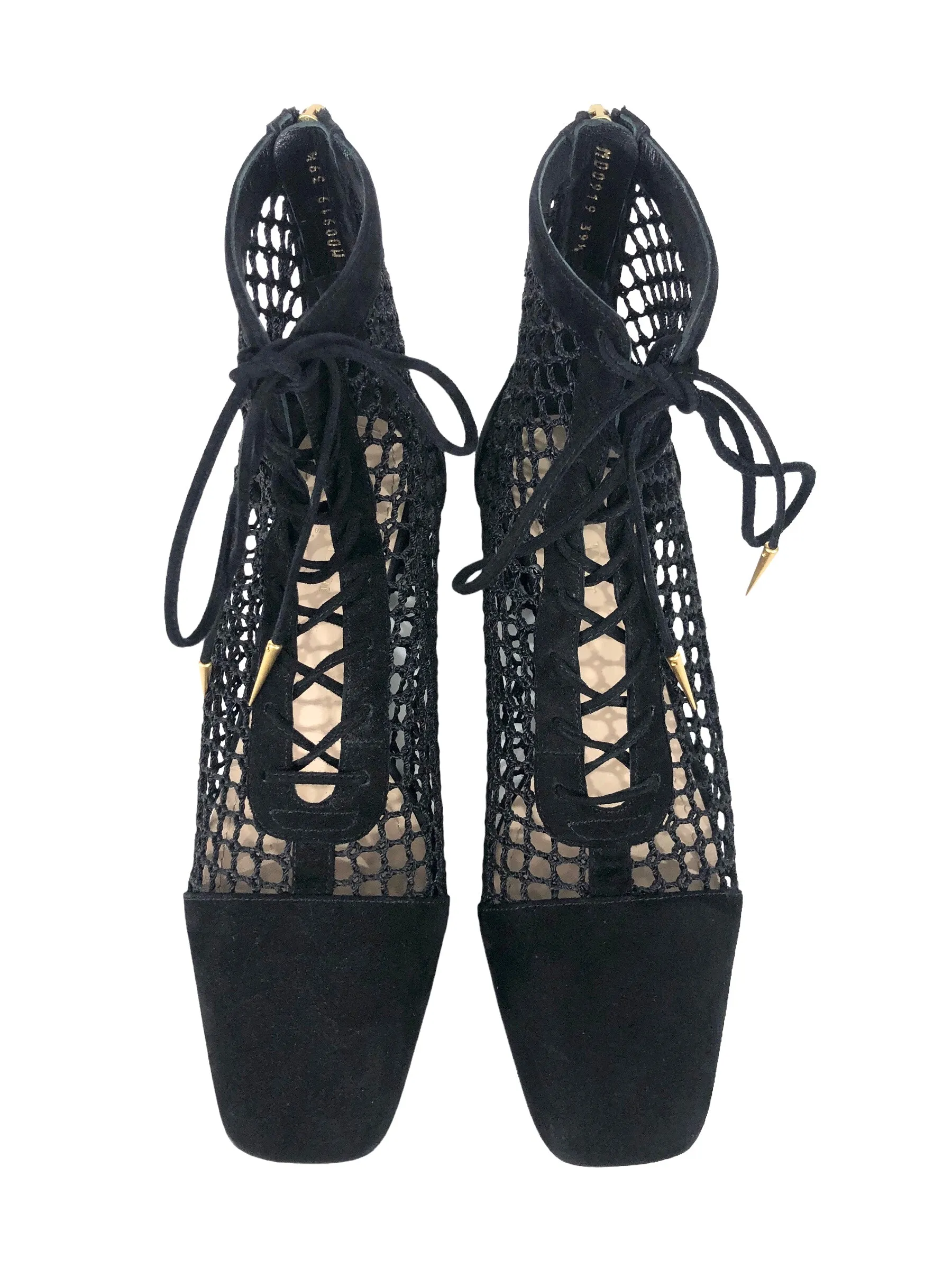 Naughtily-d Fishnet and Suede Ankle Boot | Size US 9 - IT 39.5