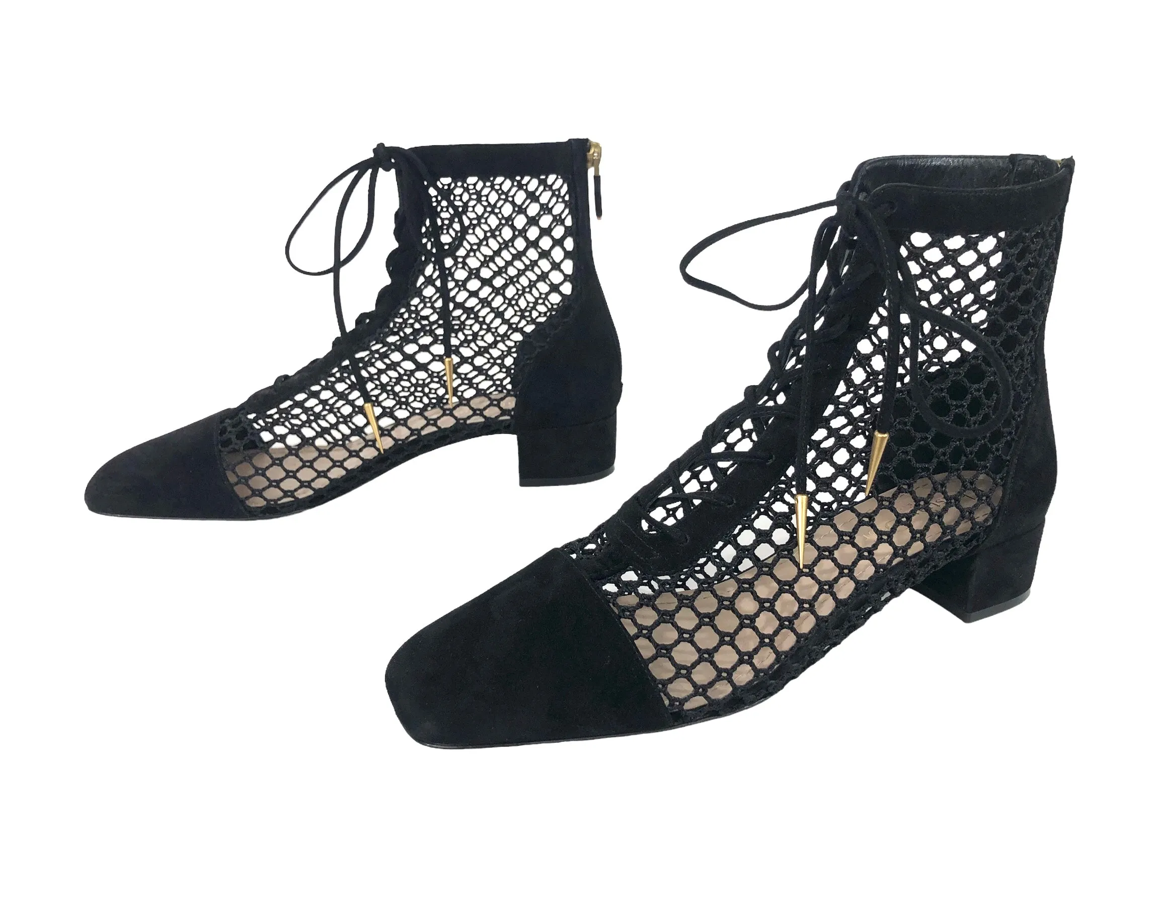 Naughtily-d Fishnet and Suede Ankle Boot | Size US 9 - IT 39.5