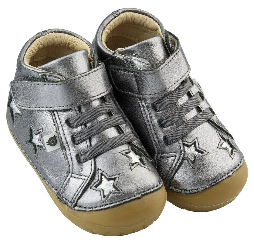 Old Soles Girl's and Boy's Reach Pave Star Sneakers, Rich Silver/Silver