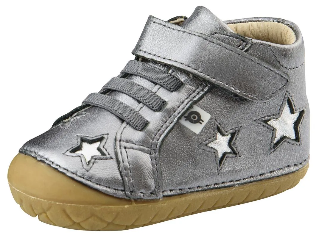 Old Soles Girl's and Boy's Reach Pave Star Sneakers, Rich Silver/Silver