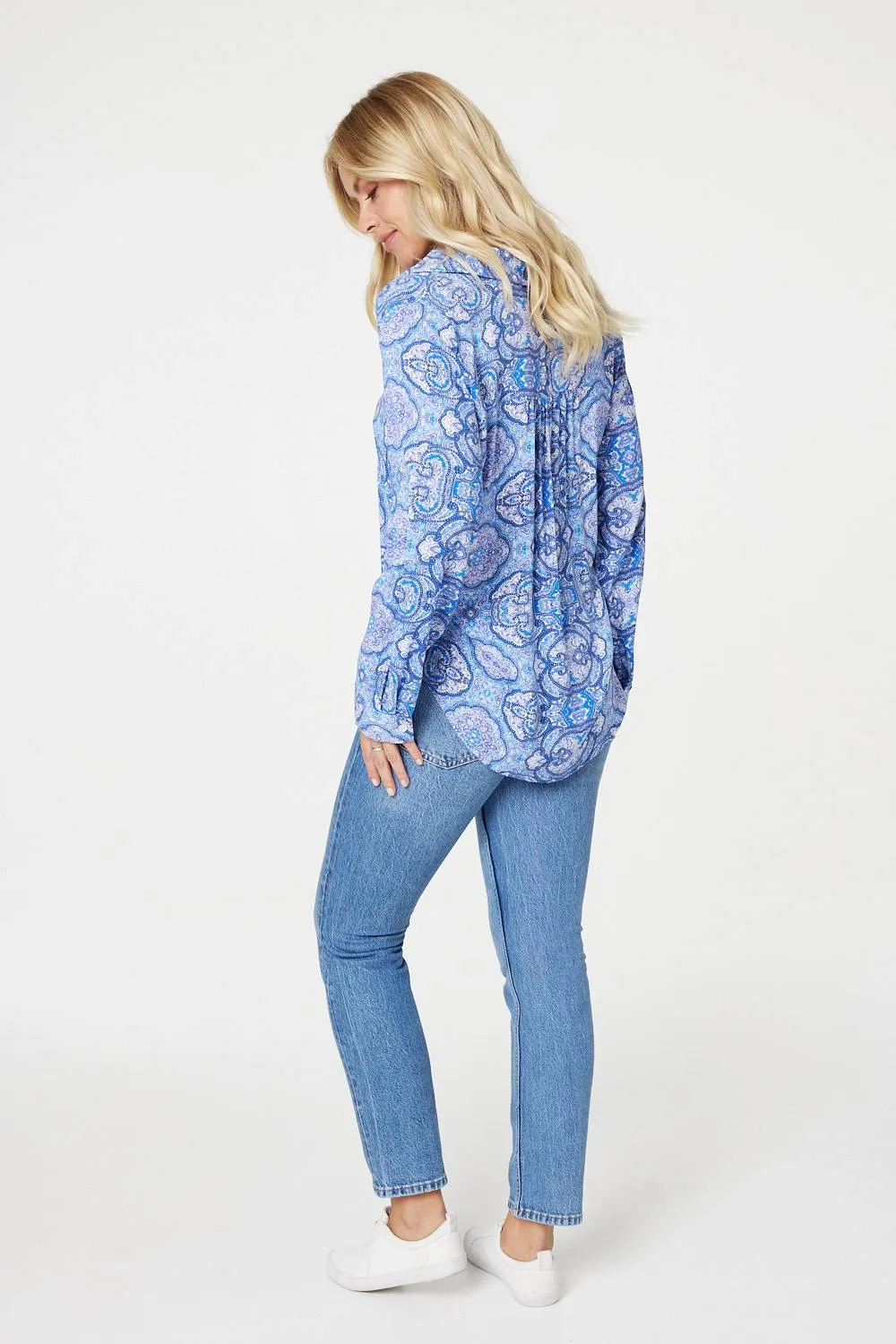 Printed Long Sleeve Blouse Top