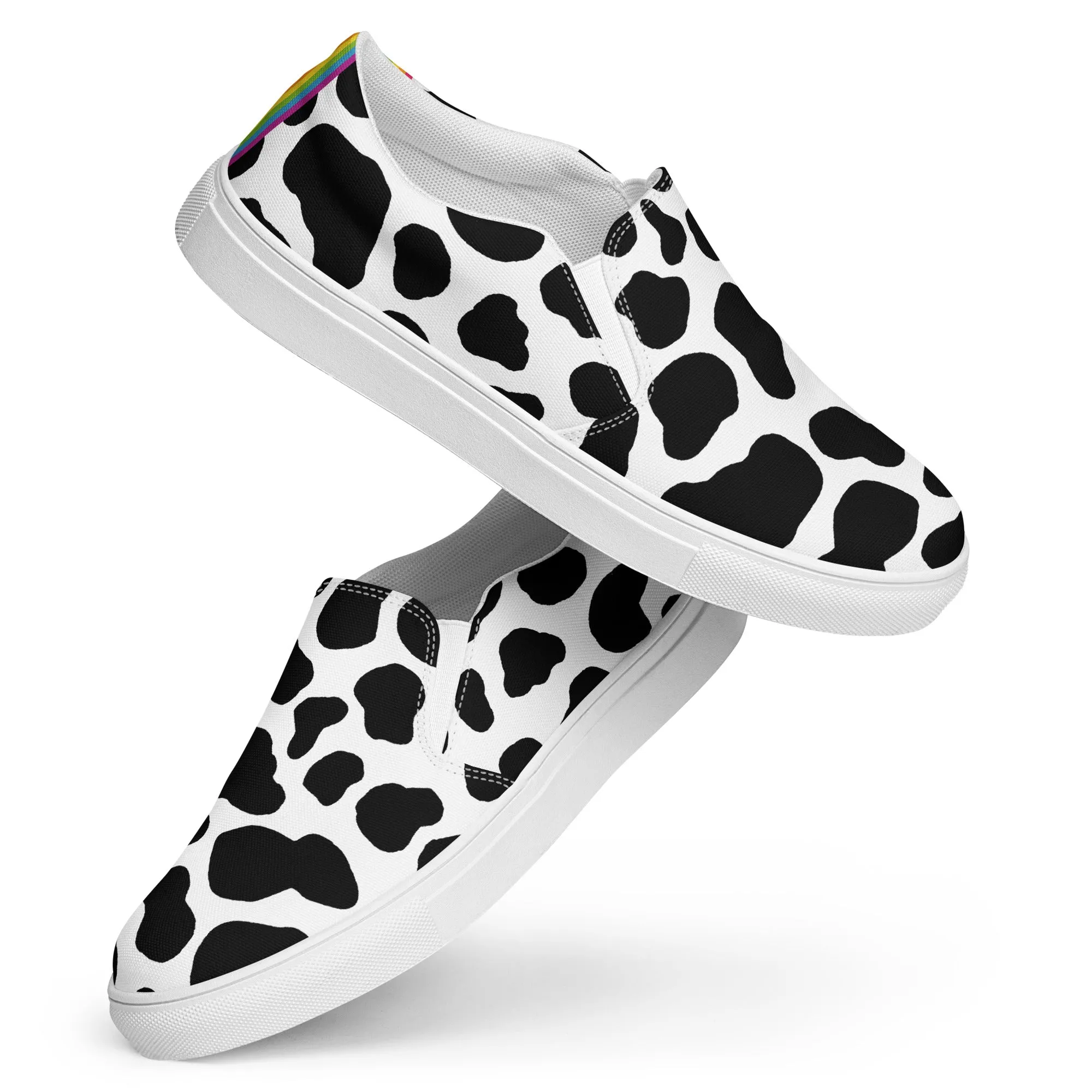 Rainbow Cow Print Slip-on Canvas Shoes (female sizes)