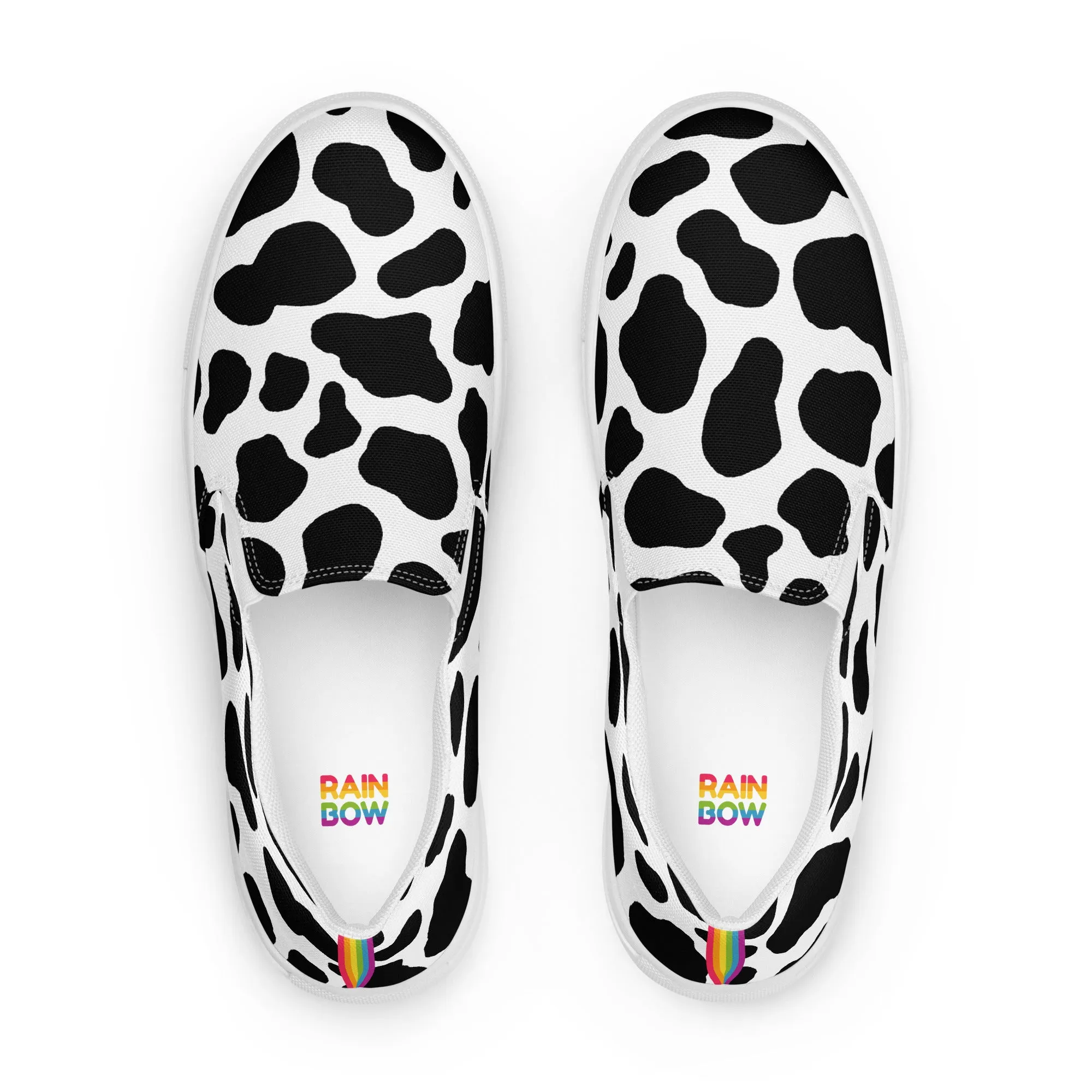 Rainbow Cow Print Slip-on Canvas Shoes (female sizes)