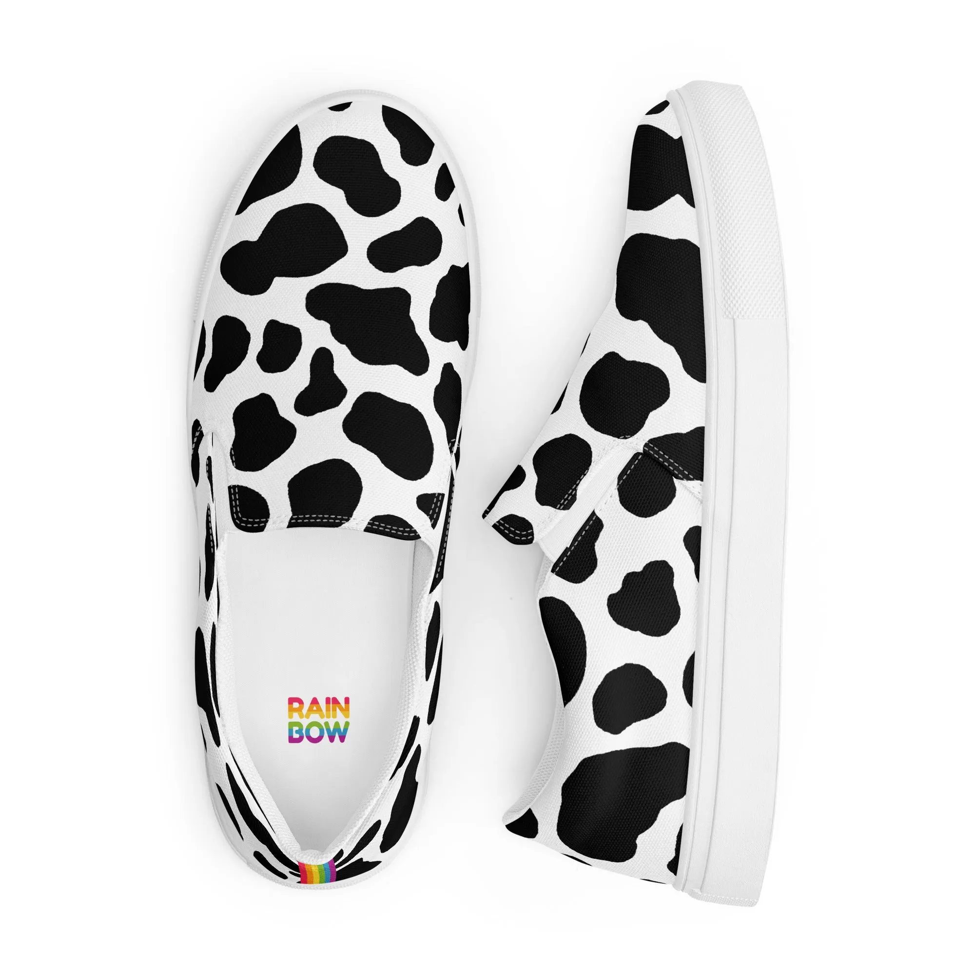 Rainbow Cow Print Slip-on Canvas Shoes (female sizes)