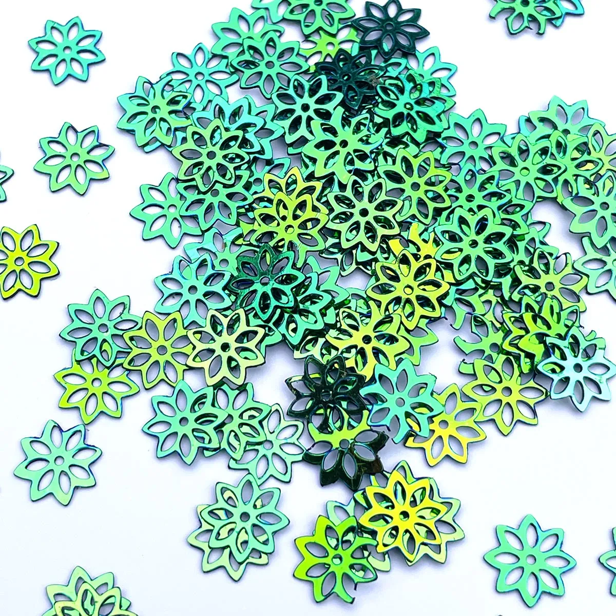 Sequins - Flower - 9mm - Flat - Bright Green (S224)