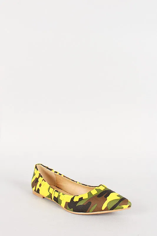 Shoe Republic Camouflage Studded Pointy Toe Flat