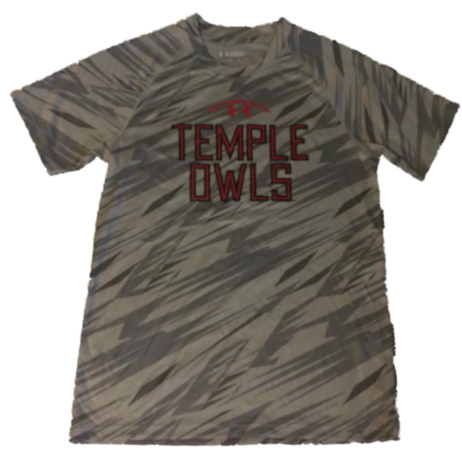 Temple Owls Under Armour Heatgear BOYS Gray Patterned SS Crew Neck T-Shirt (M)