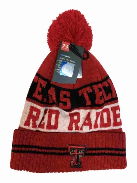 Texas Tech Red Raiders Under Armour Red Sideline Pom Pom Beanie Hat Cap