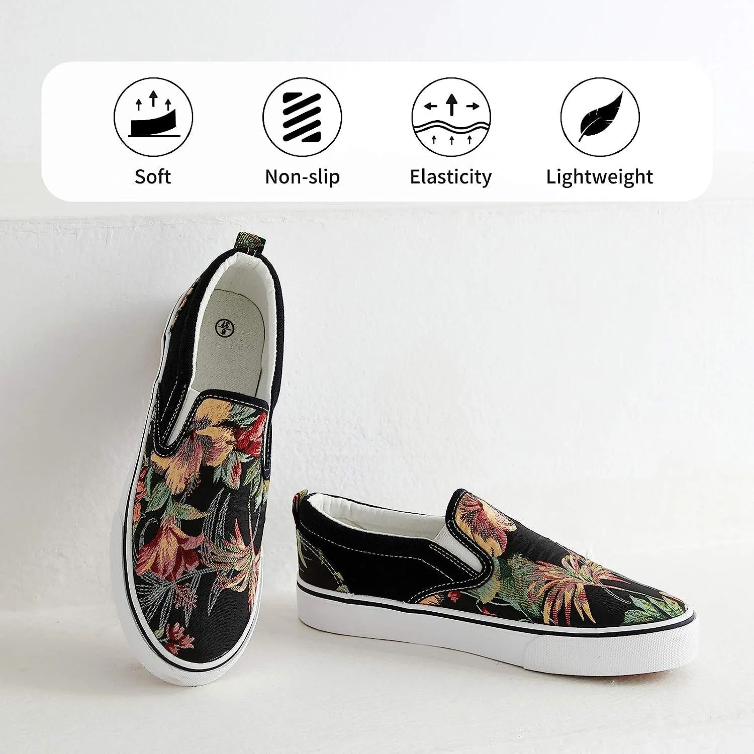 Women'S Slip on Shoes Fashion Canvas Sneakers Low Top Casual Shoes Non Slip Loafers